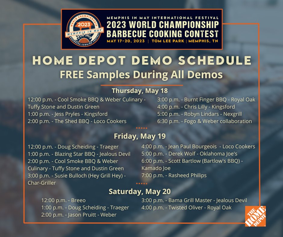 Come visit us at the <a href="/memphisinmay/">Memphis in May</a> World Championship Barbecue Cooking Contest from May 17-20 for a firsthand look at our newest Oakford smoker products!

#HomeDepot #Memphis #BBQ #Nexgrill #NexgrillNation