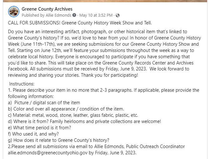 GreeneCoArchive's tweet photo. Calling all history enthusiasts! https://t.co/lvCtiZlkYR