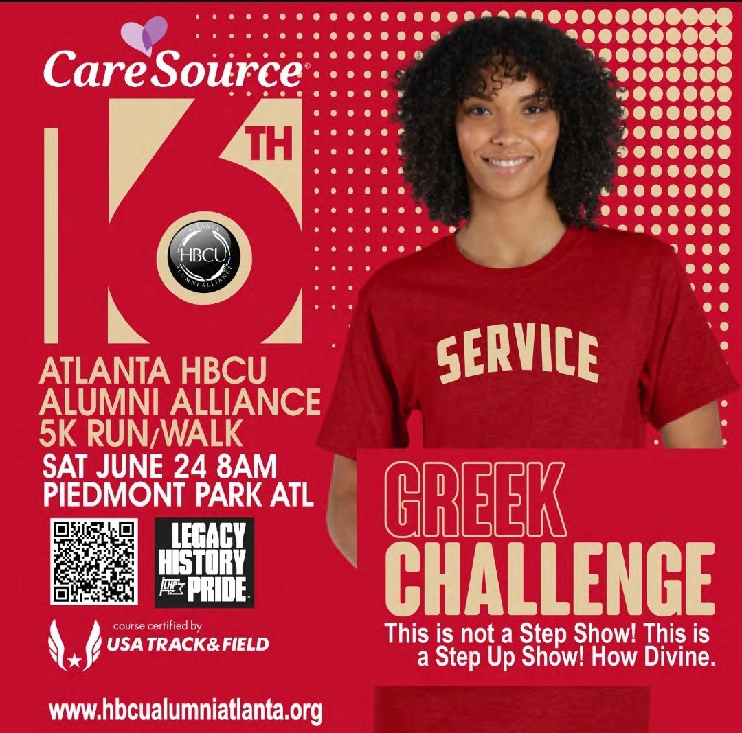 ATLHBCUAlumni's tweet photo. Greek Challenge! This is not a Step Show! This is a Step Up Show!

Get registered TODAY and represent. Monetary dollars will benefit Atlanta area students for HBCU scholarships through @ATLHBCUAlumni. Register: https://t.co/ure8qD9hb4
..
#HBCURunWalk23 #StepUpShow #GreekChallenge https://t.co/SZQEq3QWmx
