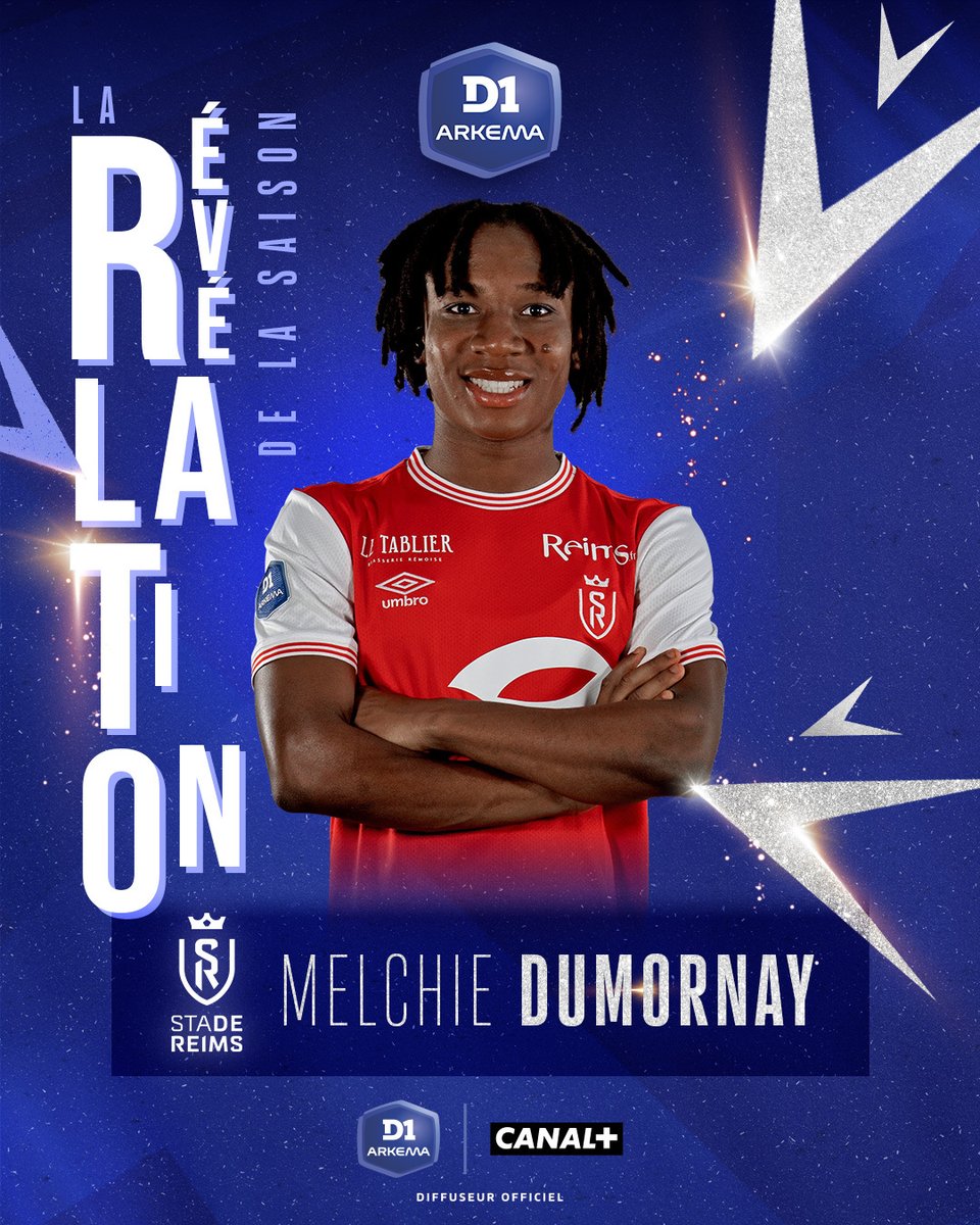 ArkemaPL's tweet photo. Et la 𝙧𝙚́𝙫𝙚́𝙡𝙖𝙩𝙞𝙤𝙣 𝙙𝙚 𝙡𝙖 𝙨𝙖𝙞𝙨𝙤𝙣 est ... @dumornaycorven ! 
L'haïtienne du @StadeDeReims a réalisé une saison incroyable 🔥

#TrophéeD1Arkema https://t.co/usWCeUjKJu