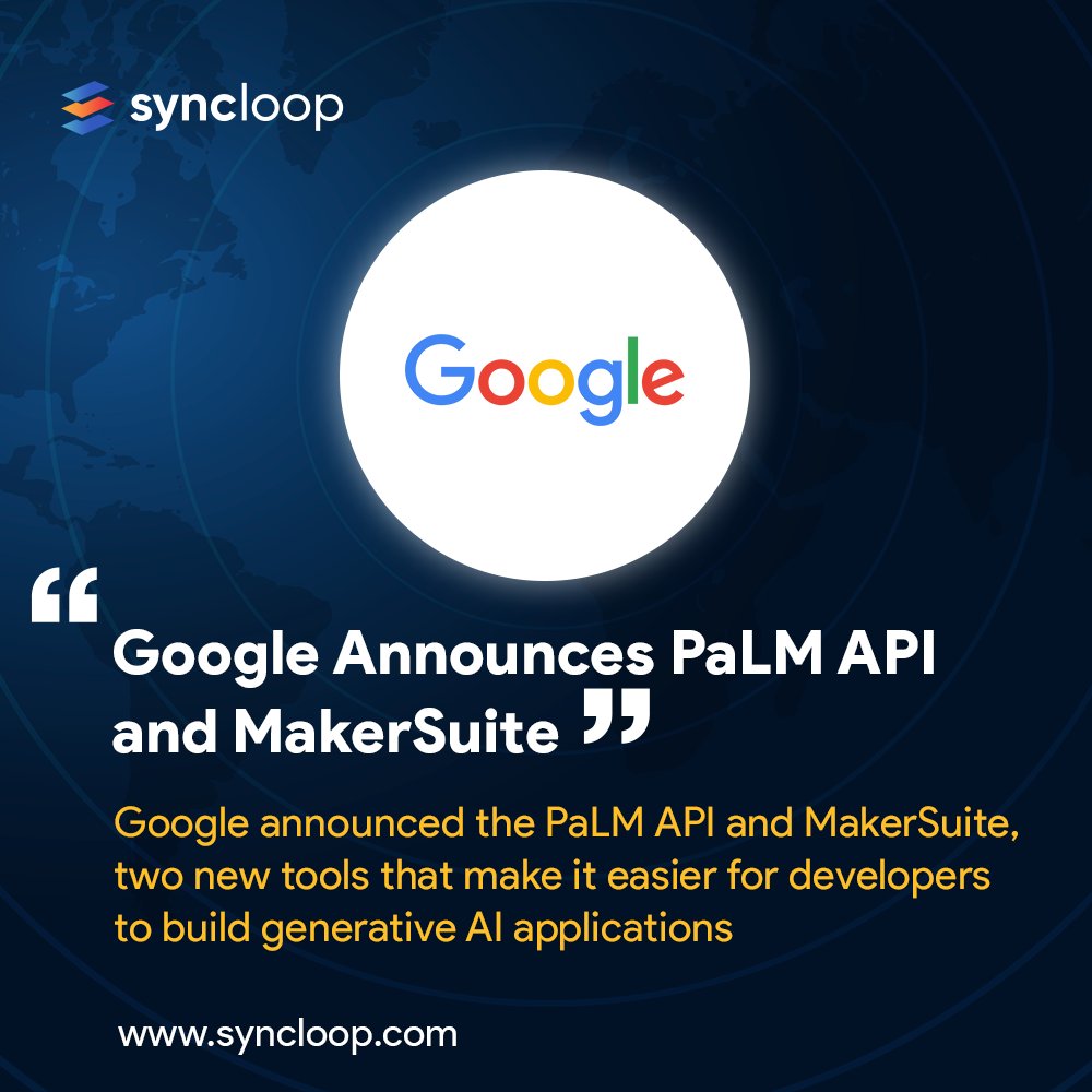 Syncloop_dev's tweet image. #Google Announces #PaLMAPI and #MakerSuite
PaLM API and MakerSuite are two new tools that make it easier for developers to build generative AI applications.
The PaLM API and MakerSuite are available now in beta
#ai #chatgpt #machinelearning #google #microsoft