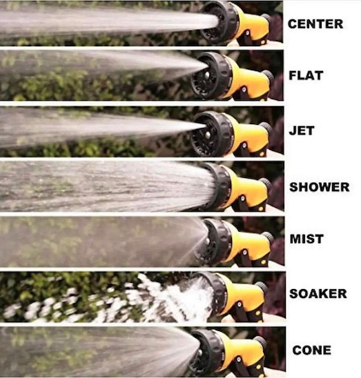 steezysloth's tweet photo. Summer is almost here... Which hose setting is the best? 👀 https://t.co/63pulk0N0Z