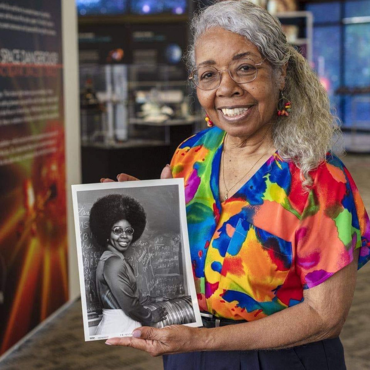 Valerie Thomas, NASA physicist, invented 3D Movies

In 1977, she began to develop the illusion transmitter, the 1st mechanism that allowed images to be viewed in 3D using concave mirrors &amp; rays of light.