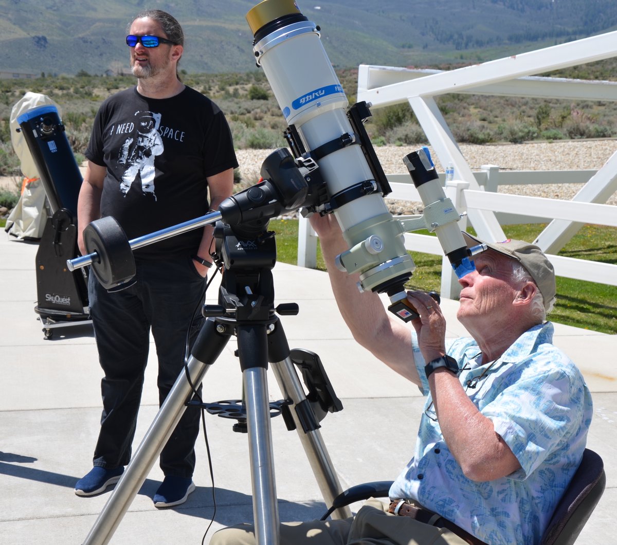 WNCFallon's tweet photo. Students, faculty and staff took the time to celebrate Jack C. Davis Observatory's 20th anniversary today. They enjoyed sunspot viewing, learning about the solar system and observatory, tacos and moon pies, and a special appearance by Willy. Happy 20th birthday, JCDO! #iamwnc https://t.co/bMlRyMS5sH