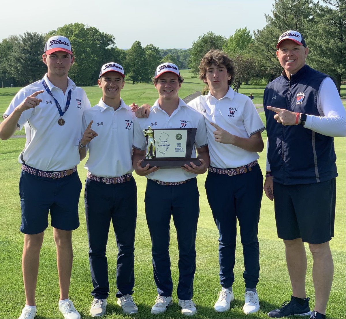 Congratulations to the Wall HS Boys Golf Team for winning the 2023 Group 2 Overall State Championship!🏆This is the Boys 5th Team Tournament Championship, no other team can say that in the state of NJ! I’m so proud of these boys- a generational Team to coach! 
2💍in 3 years!