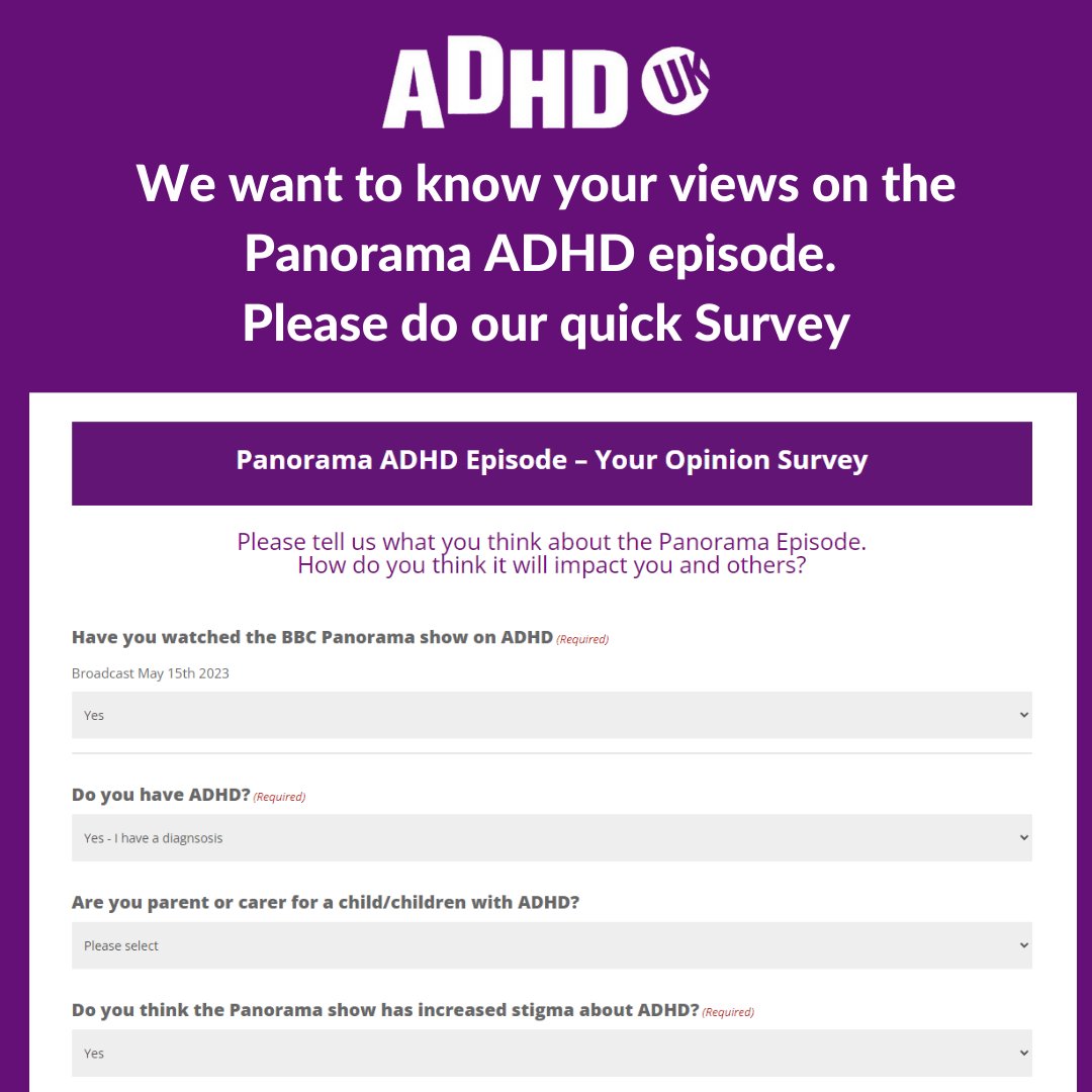 We want your opinions on the #Panorama #ADHD Episode. If you’ve watched the episode and you (or your children) have ADHD please let us know what you think: adhduk.co.uk/panorama-adhd-…