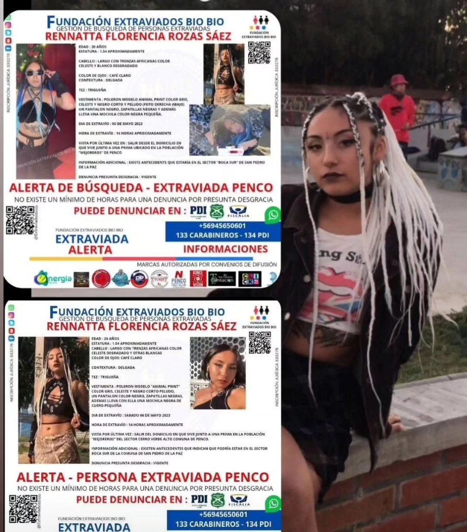 filexmaster's tweet photo. Mi amiga está extraviada 9 días. 
🔴ALERTA DE BÚSQUEDA COMUNA DE PENCO🔴
Se busca a Rennatta F. Rozas Sáez de 20 años, extraviada desde el sábado 06 de mayo tras salir del domicilio  Población "Mejoreros" sector Cerro Verde Alto comuna de #Penco  #biobio 
#F_EXTRAVIADOSBIOBIO https://t.co/SWTZfIdpuK