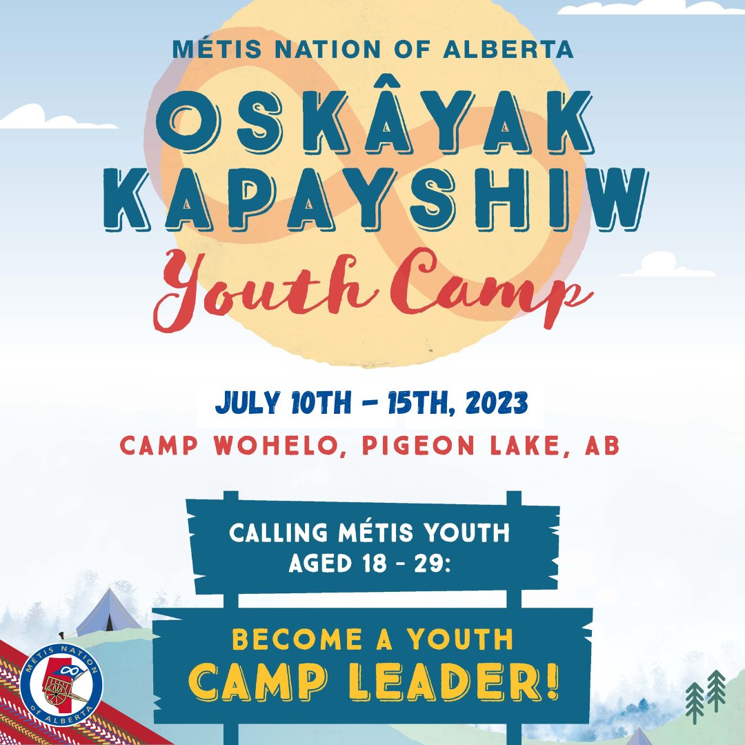 BECOME A CAMP LEADER!

Do you want a rewarding position while building connections and being part of the community?

Join us as a camp leader for our  youth camp!

-Honorarium provided
- Lodging and meals provided
- Training provided 

To apply, please email youth@metis.org