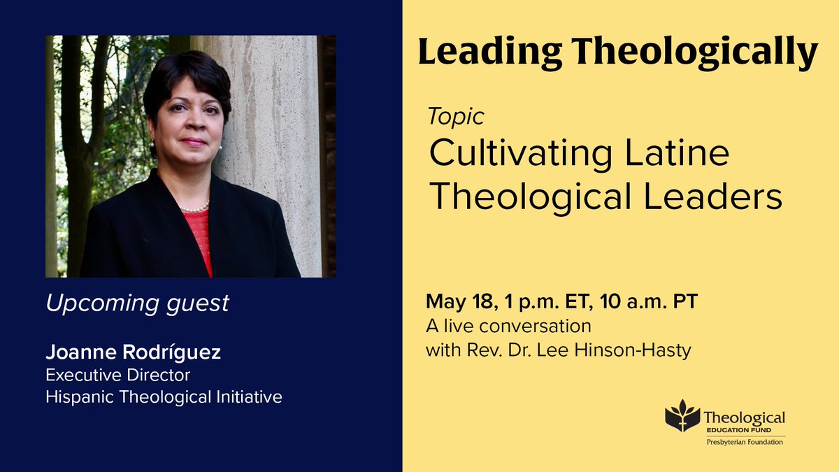 PCUSATheoEd's tweet image. The Rev. Joanne Rodríguez, a #PCUSA minister, knows what it takes to amplify diverse voices. Latinx students are one of the fastest-growing ethnic groups in theological education today. Join us for this upcoming episode of #LeadingTheologically!