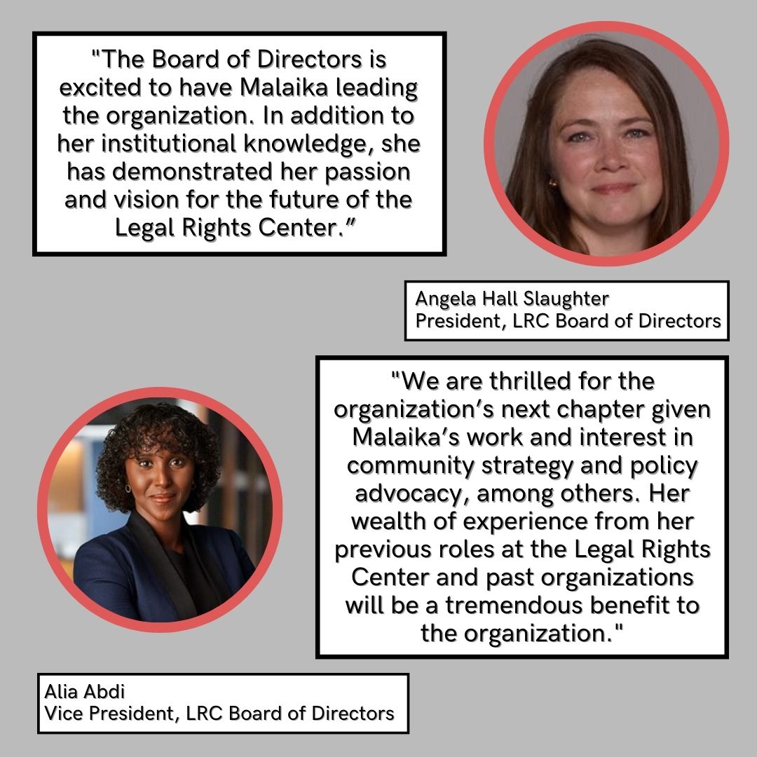 Exciting news - Malaika Eban has been named LRC's new Executive Director!

Swipe through this post to learn more about Malaika and hear from our Board President and Vice President about this exciting transition!