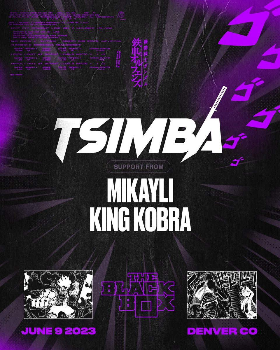 tsimba 𒉭 (@tsimbabeats) on Twitter photo 👾BREAKING NEWS!👾
Now that I’m fully healed the time has finally come.. <a href="/blackboxdenver/">Black Box of Denver</a> show has been rescheduled and i’m bringing Brooklyn’s best <a href="/mikaylisound/">Mikayli</a> and the homie <a href="/kingkobramusic/">King Kobra Official</a> to tear this shit down. Can’t wait to see you there 😈👊⚔️
Flier: <a href="/bossabodega/">BOSSA</a> 👾BREAKING NEWS!👾
Now that I’m fully healed the time has finally come.. <a href="/blackboxdenver/">Black Box of Denver</a> show has been rescheduled and i’m bringing Brooklyn’s best <a href="/mikaylisound/">Mikayli</a> and the homie <a href="/kingkobramusic/">King Kobra Official</a> to tear this shit down. Can’t wait to see you there 😈👊⚔️
Flier: <a href="/bossabodega/">BOSSA</a>
