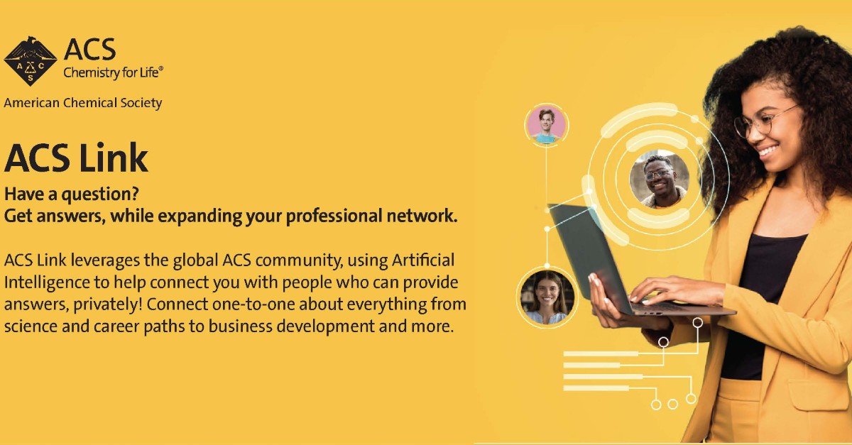 AmerChemSociety's tweet photo. Have a question? Get answers, while expanding your professional network with #ACSLink. Leverage the global ACS community, using AI to help connect you with people who can provide answers. Learn more at https://t.co/BTSArMj7ZM #Chemistry #ChemTwitter https://t.co/zocloxHSIx