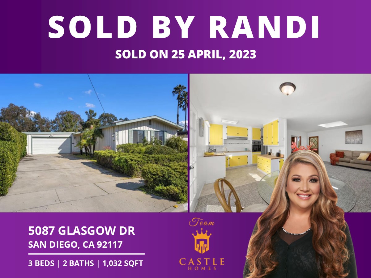 5087 Glasgow Dr, San Diego, CA 92117 - Sold by Randi on April 25 2022!

#listaproperty #listmyhome #listingagent #marketingmadness #mls #randicastle007 #realtor #relocatetosandiego #sellahome #sellfast #sellfortopdollar #sellmyhouse #stageahomesandiego #topdollar #zillow