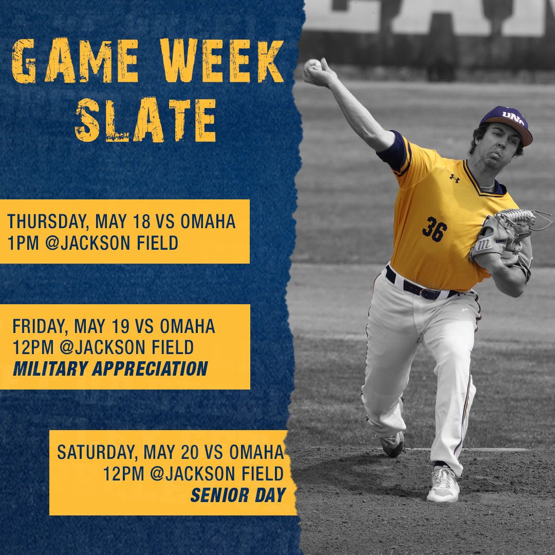 UNC_BearsBSB's tweet photo. Last chance to catch the Bears at home this year! Come out Friday for Military Appreciation Day and Saturday to celebrate our seniors!

#GetUpGreeley🐻⚾️ https://t.co/Ll9egz105f