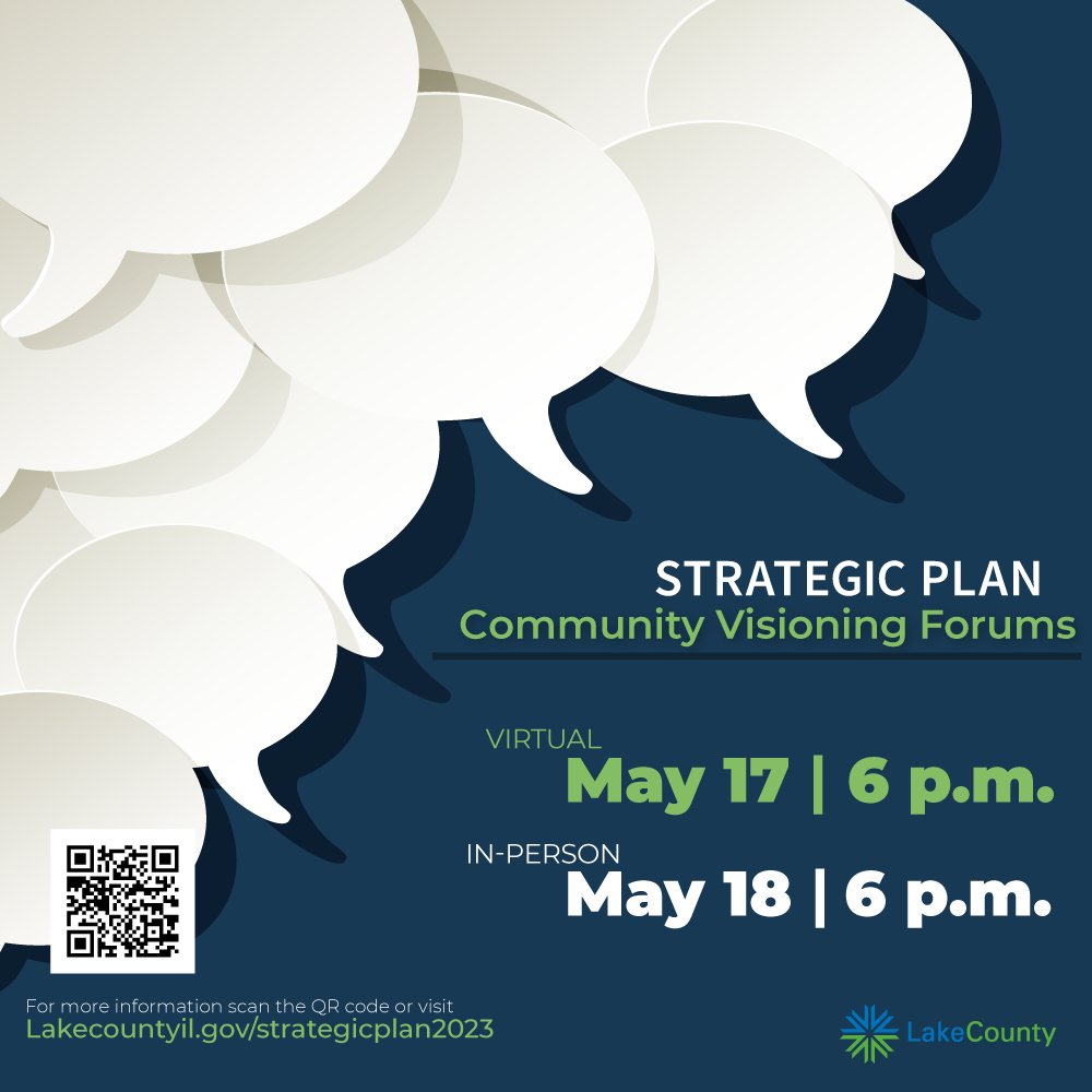 Tomorrow night we’re hosting our virtual Strategic Plan Community Visioning Forum to hear from residents interested in discussing their ideas for Lake County's future and hearing more about the strategic plan process. Unavailable, take the virtual survey: berrydunn.mysocialpinpoint.com/lakecounty