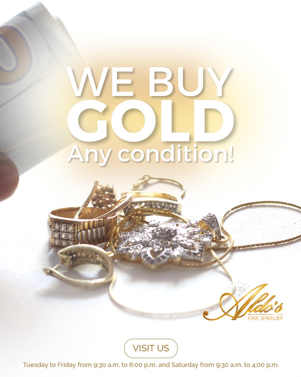 Don't let your old jewelry go to waste! Come to our shop from Tuesday to Saturday and sell your old jewelry or broken gold to us! 💰

Our safe and secure process ensures you get a great value for your items, with immediate payment!  💵😎

#webuygold #gold #jewelry #oldjewelry