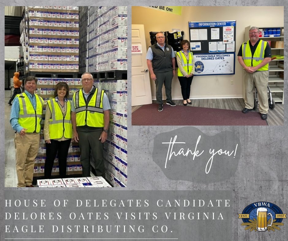 vbwa_'s tweet photo. Thank you, House of Delegates Candidate Delores Oates, for visiting Virginia Eagle Distributing Co. in Winchester to learn more about the beer business!
#VBWA #BeersToThat #CheersToThat #VirginiaGeneralAssembly https://t.co/EdorXSDKxY