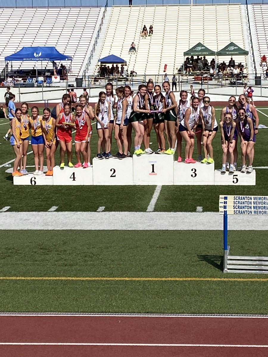 PAcoachP's tweet photo. #WyomingAreaTrack&amp;Field
District Champions 2023
 4x800 Relay Team
Congrats Girls! https://t.co/bnkZmf7SLC