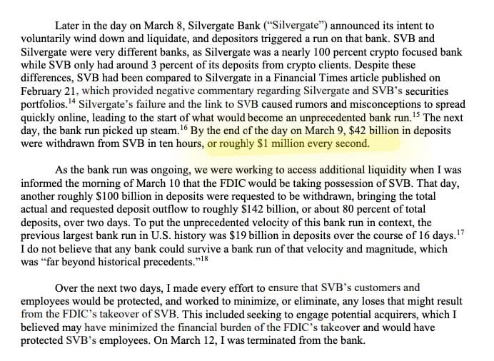 RT @GRDecter: Silicon Valley Bank was losing $1 million in deposits EVERY SECOND on March 9th https://t.co/W0ZoVxg9gP