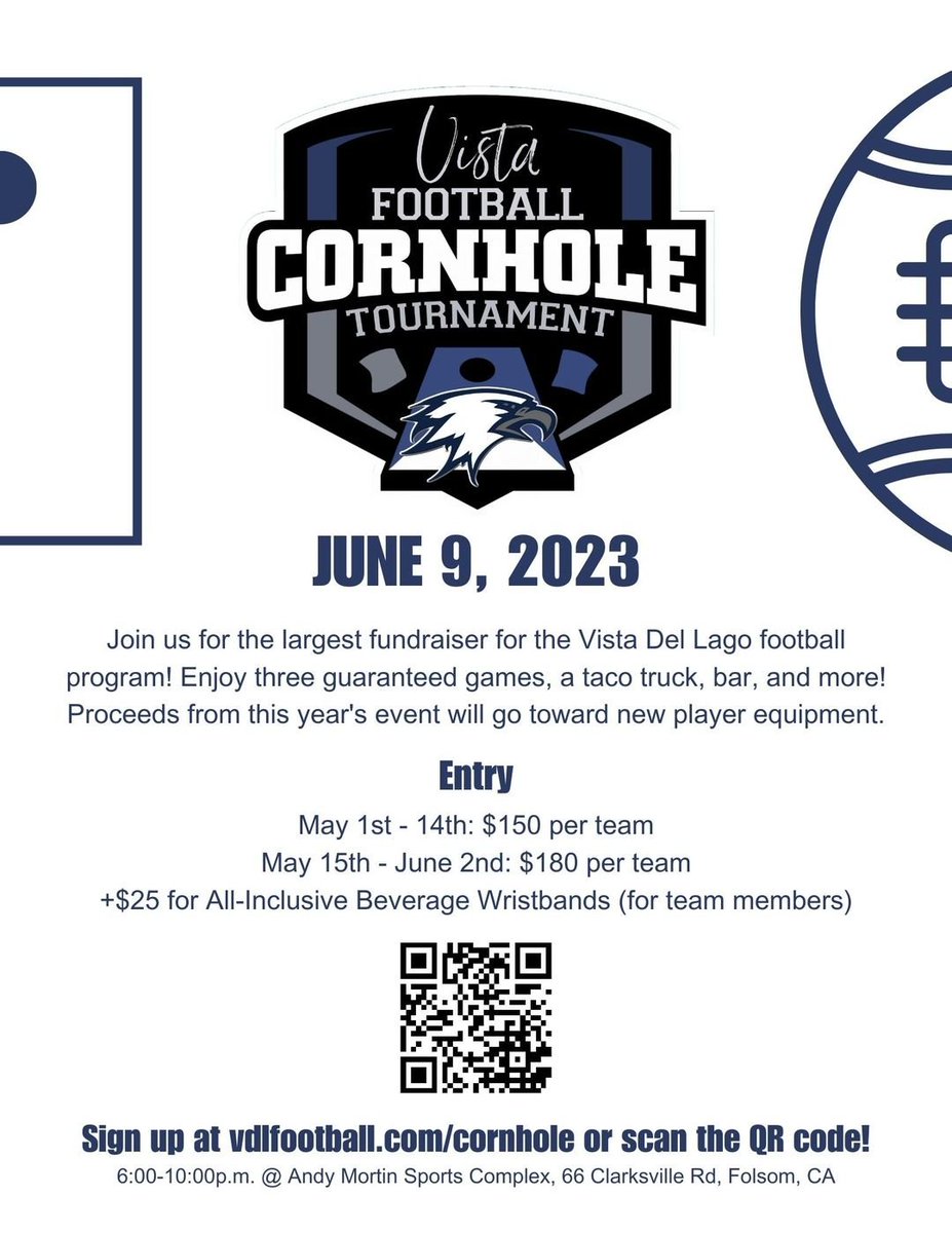 Come out to the Annual Vista Cornhole Tournament!