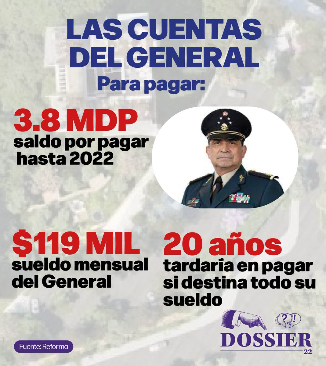 ProyectoDossier's tweet photo. La socia de una empresa proveedora del Ejército le vendió al secretario Luis Cresencio Sandoval, un lujoso departamento en el exclusivo fraccionamiento Bosque Real, en #Huixquilucan. El Secretario reportó que le costó 9 mdp. El cuate de la #4T se dio un gustito nada austero. https://t.co/JVV95poiXD