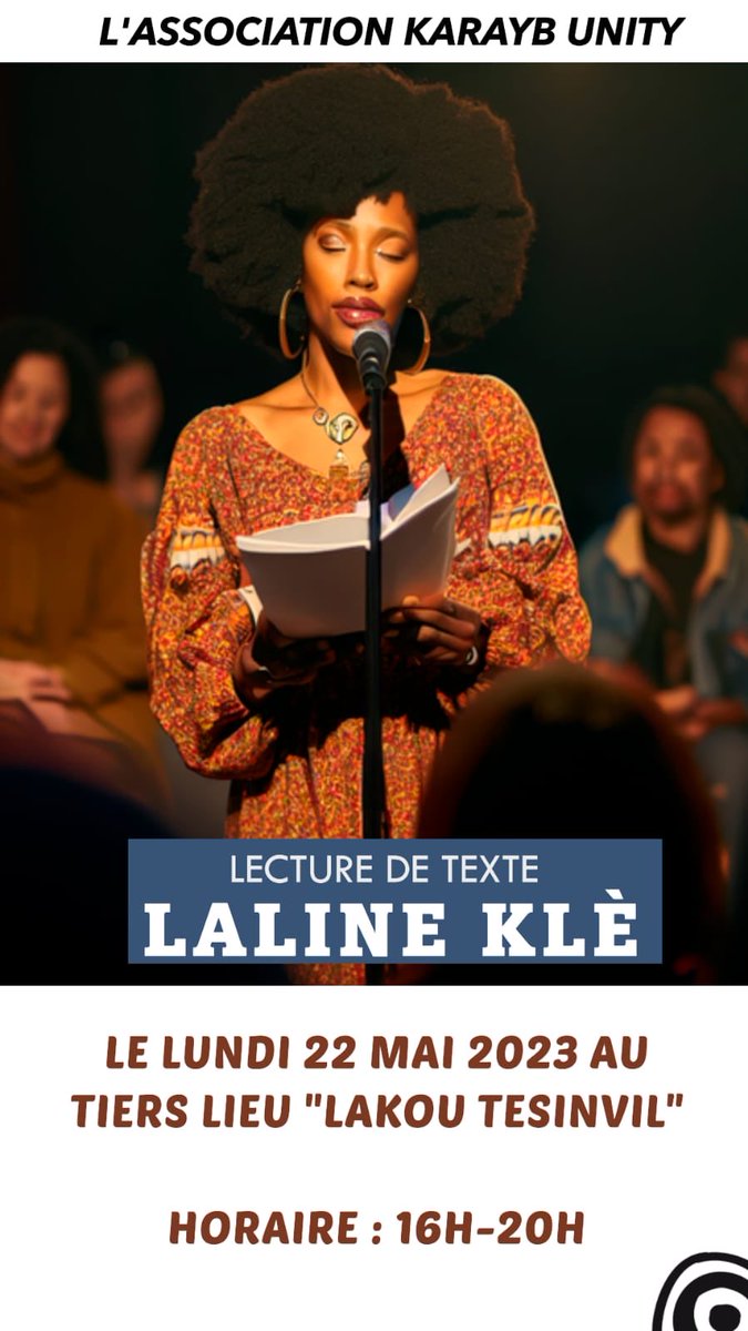 ArletteSuzanne's tweet photo. Soirée laline klè de 18h à 20 h le 22 mé a l’ex école Solang LONDAS aux TSV. https://t.co/qnhE5Sx2NN