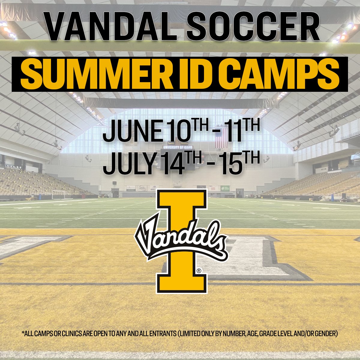 Don't miss your chance to participate in our Vandal Soccer Summer ID Camps!!  

📅June 10th-11th 
📅July 14th-15th  

Sign up at the link below ⤵
vandalssoccercamps.com #GoVandals