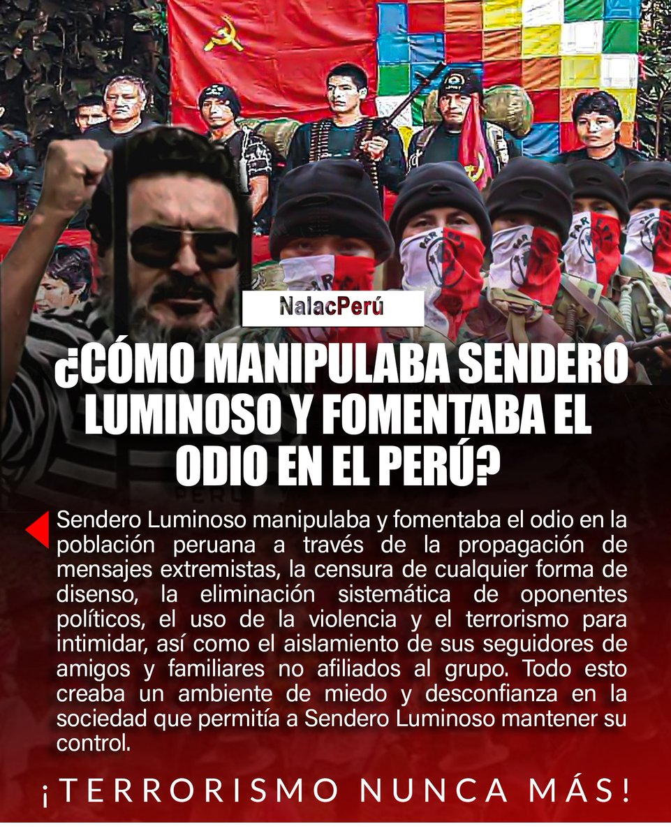 🚨¿Cómo Sendero Luminoso manipulaba y fomentaba el odio en la población peruana?🚨

#NoaLaAsambleaConstituyente #NoAlChantaje #NoalaAgendaComunista