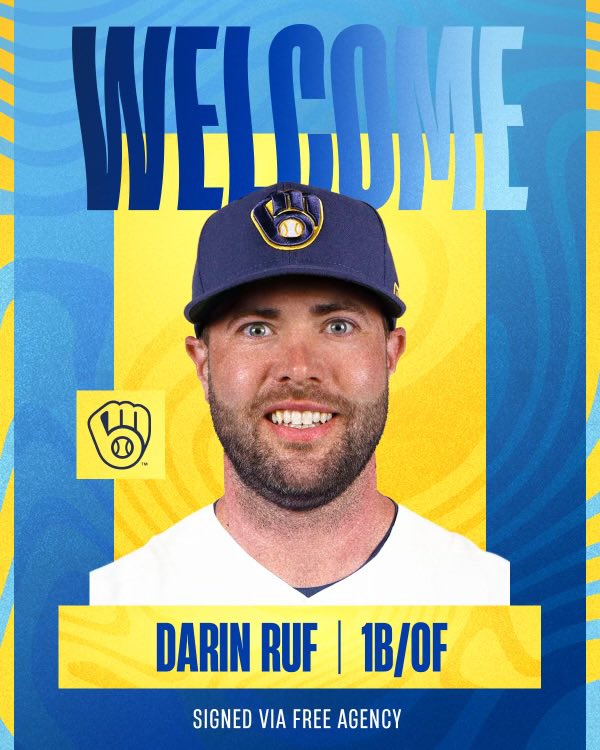 1B/OF Darin Ruf has been signed to a 1-year contract.