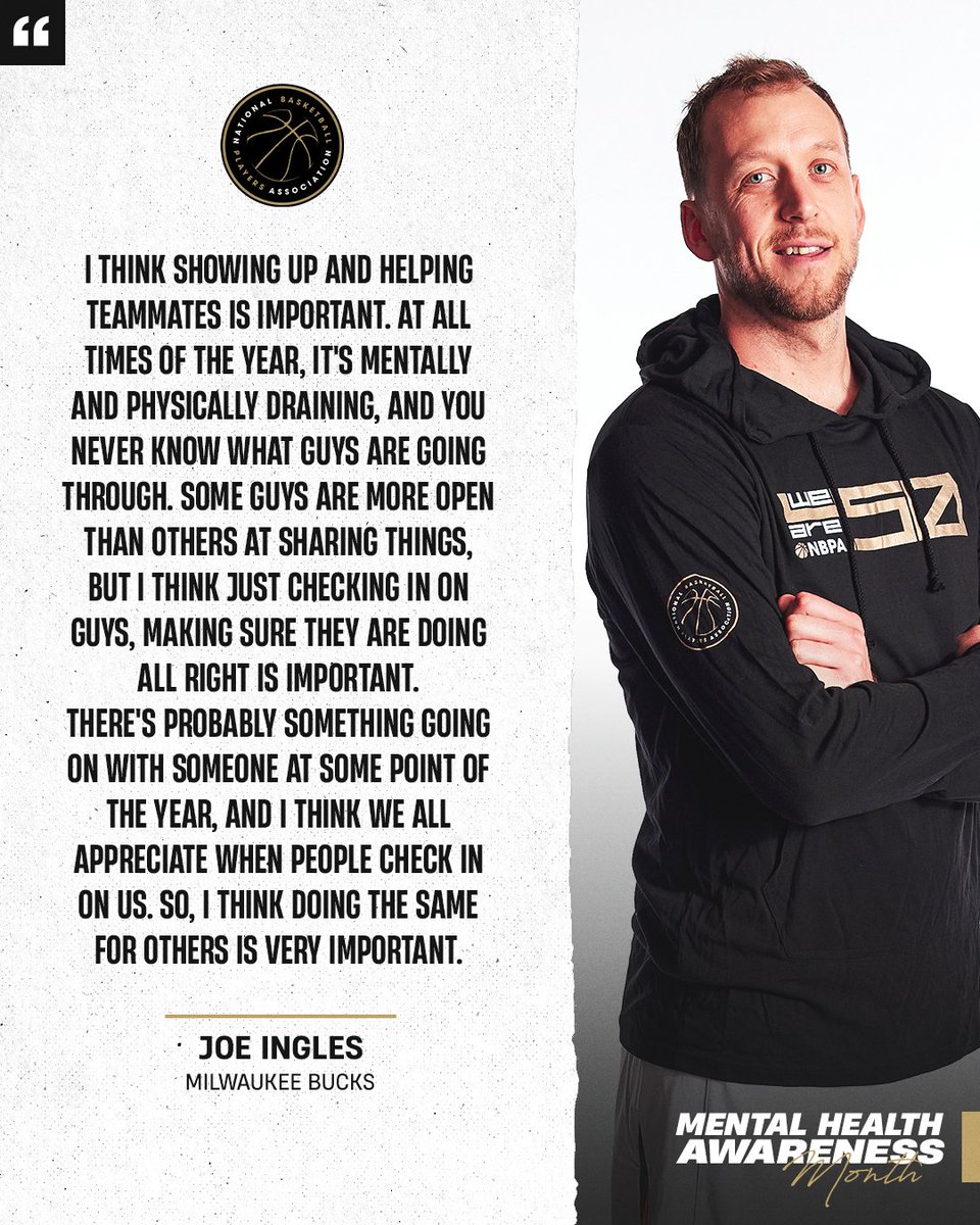 Joe Ingles with the reminder to prioritize showing up and checking in on those around us 🫂

#MentalHealthIsMAYnstream