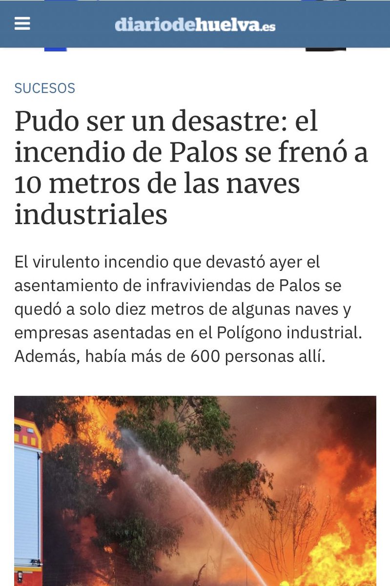 asnuci's tweet photo. ¿Pudo ser un desastre? ¿Pero no lo fue porque se lograron salvar las naves industriales? Cientos de personas se han quedado sin nada, pero eso parece que no es un desastre. 
Capitalismo y racismo salvaje donde los derechos humanos no valen nada
@DiarioHuelva https://t.co/68zDJ3v0mA