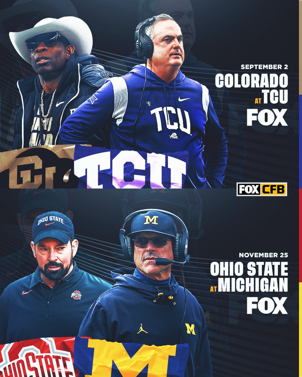 Colorado at TCU. Ohio State at Michigan. The biggest games of the season are on FOX 🍿🏈