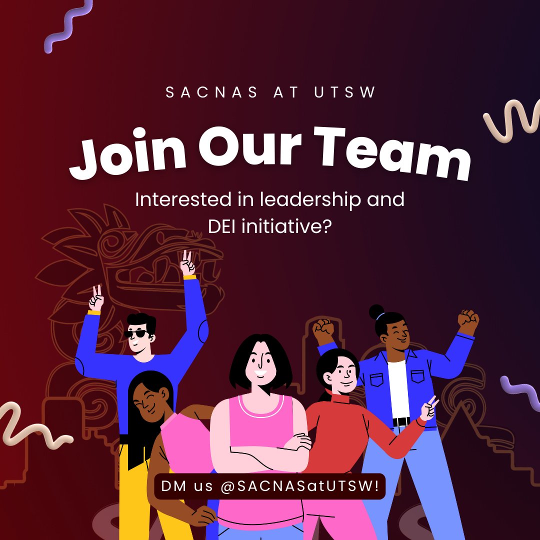 Are you interested in participating in DEI initiative? Want to get involved on campus?

As this school year comes to a close, SACNAS at UTSW is opening up new leadership roles! DM us on here to hear more about the different roles we have available.
