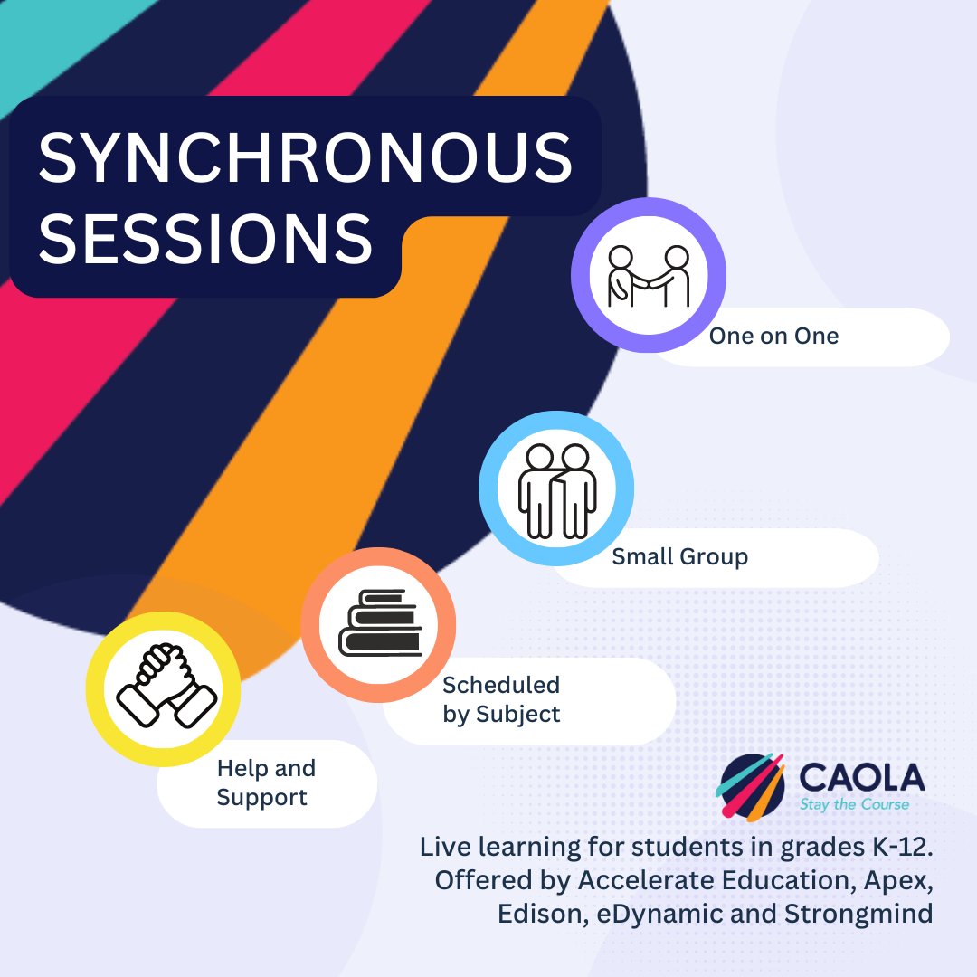 CAOLAprogram's tweet image. Yes, we do offer #synchronous instruction.
Learn more about what we offer at caola.caiu.org

#onlinelearning #educators #CAOLAproud #customizedlearning #collaboration #beasuccess #partnersineducation #studentsuccess #partnersinlearning
