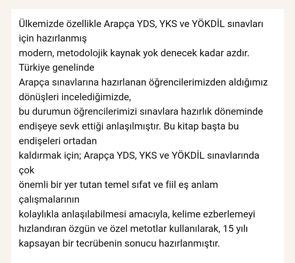 Ablişimin kitabı artık satışta 👏✨💐

kitapyurdu.com/kitap/arapca-t…

#ydsarapça #arapçayökdil
#mahidehocaylaarapça #mahidehoca
#arapçadilbilgisi #arapçaeğitimi
#arapça #arapca #arapçasorular
#arapçaöğreniyorum #arapçaders
#mahidehocavetaktikler #arapçayds