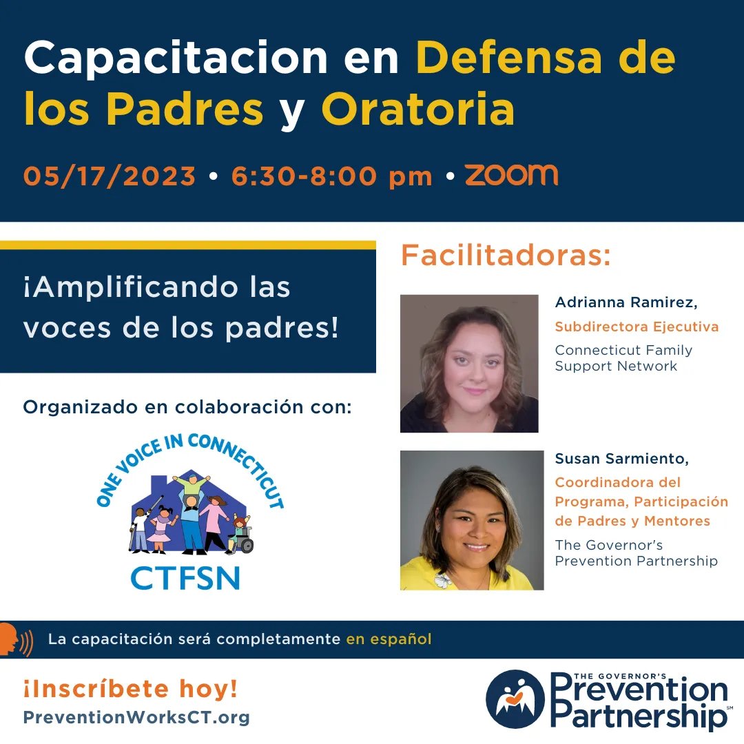 ctfsn's tweet photo. Unirse a nosotros para una capacitación especial en defensa de los padres y oratoria, llevada a cabo íntegramente en español. https://t.co/f3XnAROSPv
Preguntas? Contactar Adrianna Ramirez- aramirez@ctfsn.org
#ctfsn #onevoiceinconnecticut #abogarconconfianza #hablarenpúblico https://t.co/pL0LCk7Z1W