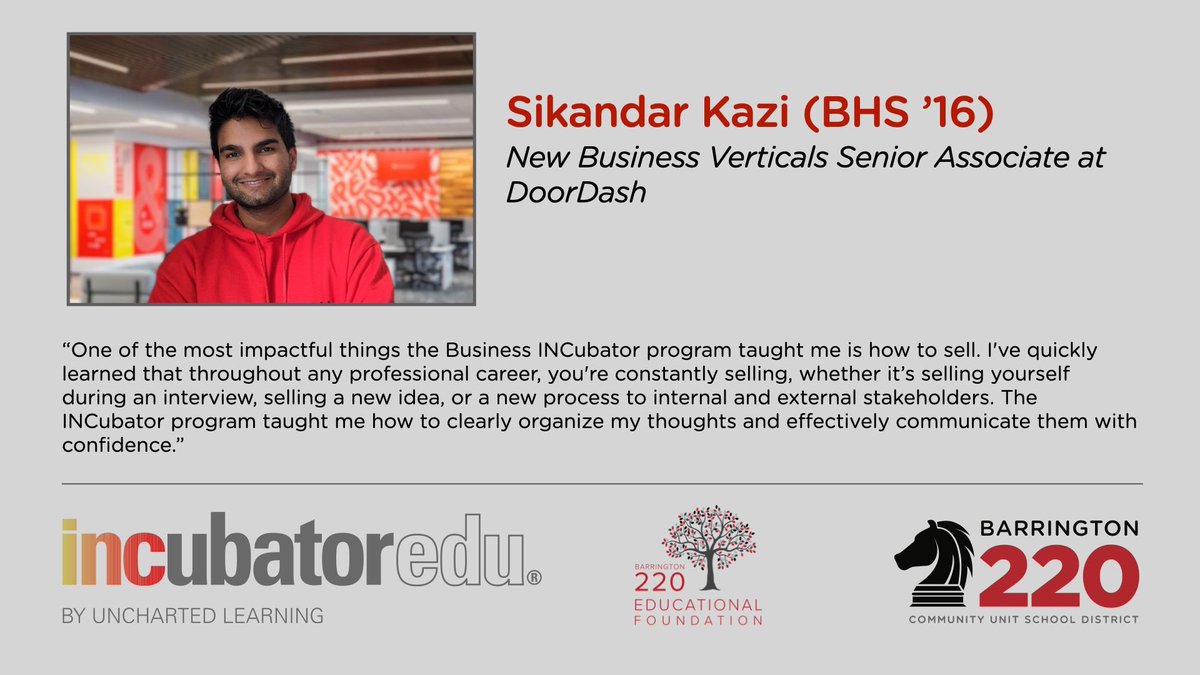 In honor of the 10th Annual Business INCubator Pitch Night on May 24, we're sharing testimonials from former students of this nationally-recognized program, which all started at Barrington High School! 

#WeBelong220 #BusinessINCubator #Entrepreneurship #BSD220alumni