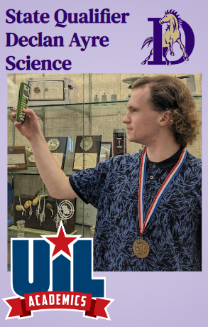 We are so proud of <a href="/Denton_High/">Denton High School</a> NHS member and UIL Academics Science STATE QUALIFIER Declan Ayre! #AustinBound