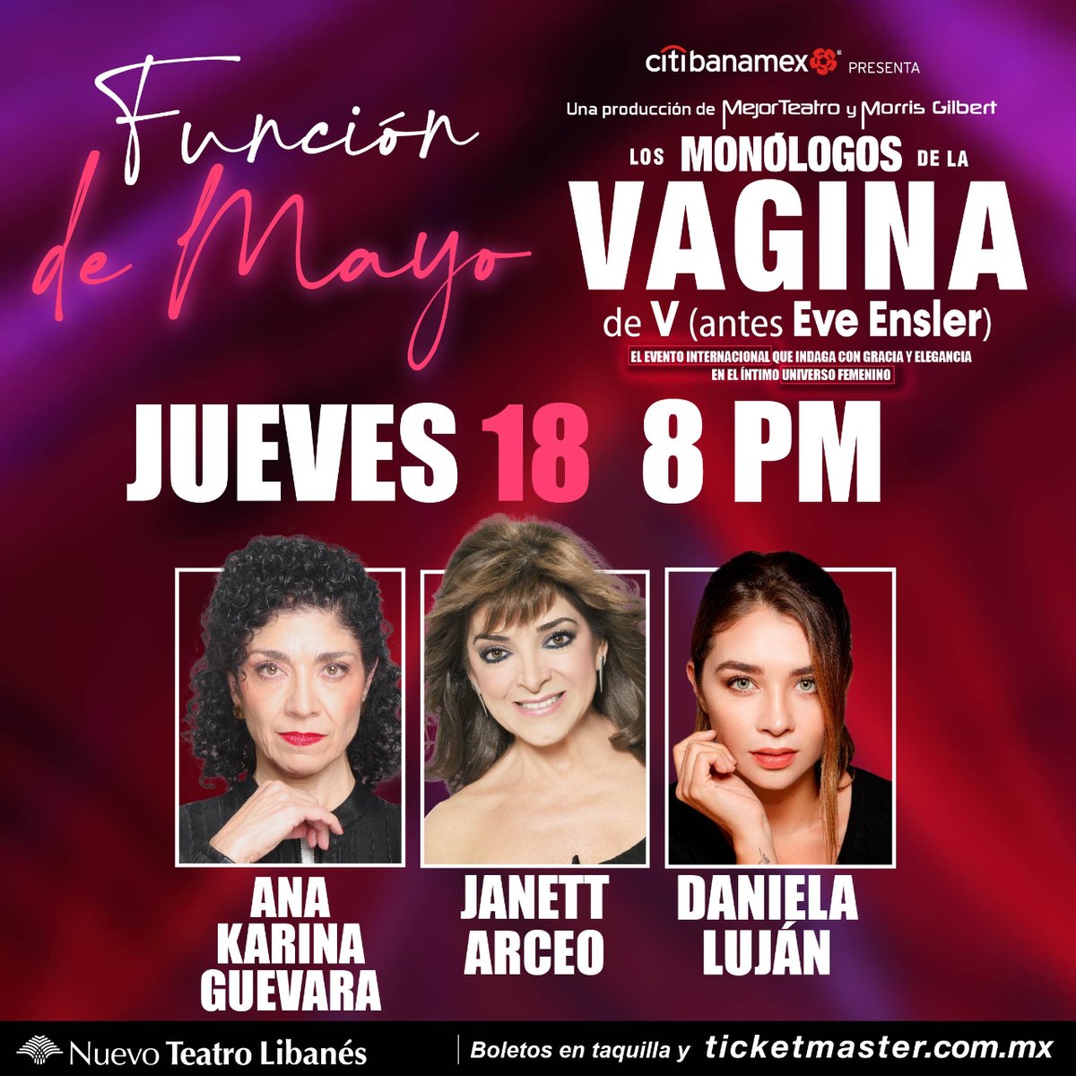 MonologosVagMex's tweet photo. Este jueves te espera un increíble orgasmo teatral en #LosMonólogosDeLaVagina. ¿Te lo vas a perder? ¡Adquiere ya tus boletos y acompáñanos en el N. Teatro Libanés!

👄 @AnaKarinaGE 
💋 @janettarceo 
💄 @DannyLujan 
🎟️ https://t.co/WFwJBbsVHO https://t.co/Xhy0mC7lIS