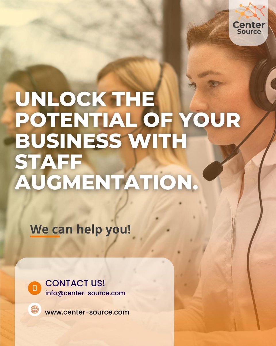 CenterSource2's tweet image. Using a BPO for staff augmentation can bring several advantages for businesses that need to grow fast or require specialized skills. Companies can remain flexible and competitive in today's rapid-paced economic environment.

#productivity #environment #staffaugmentation