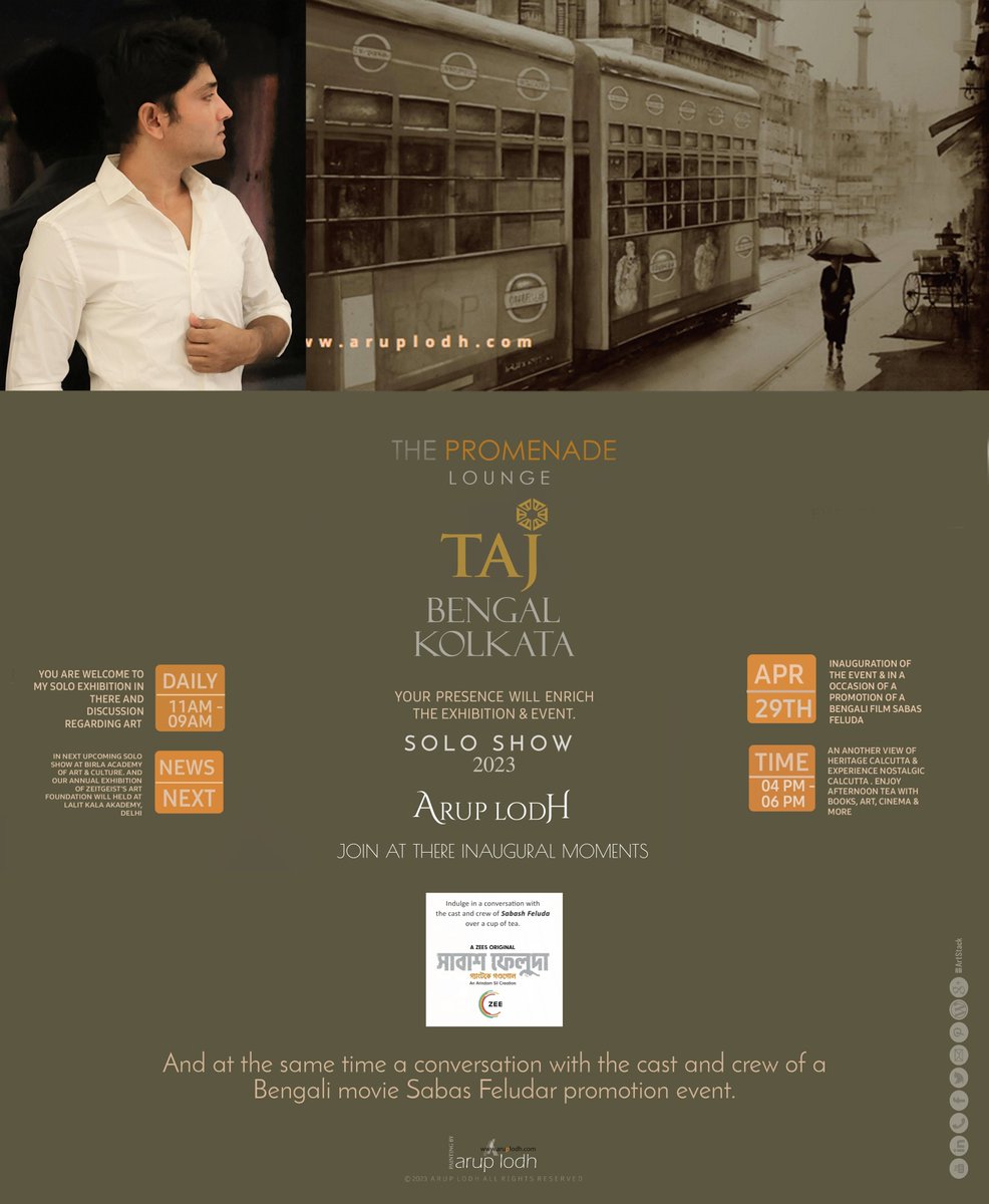 ArupLodh's tweet photo. 16TH SOLO EXHIBITION 
TAJ BENGAL  I  KOLKATA 
29th April to 07th May 2023 https://t.co/w3q0b0ZJxF