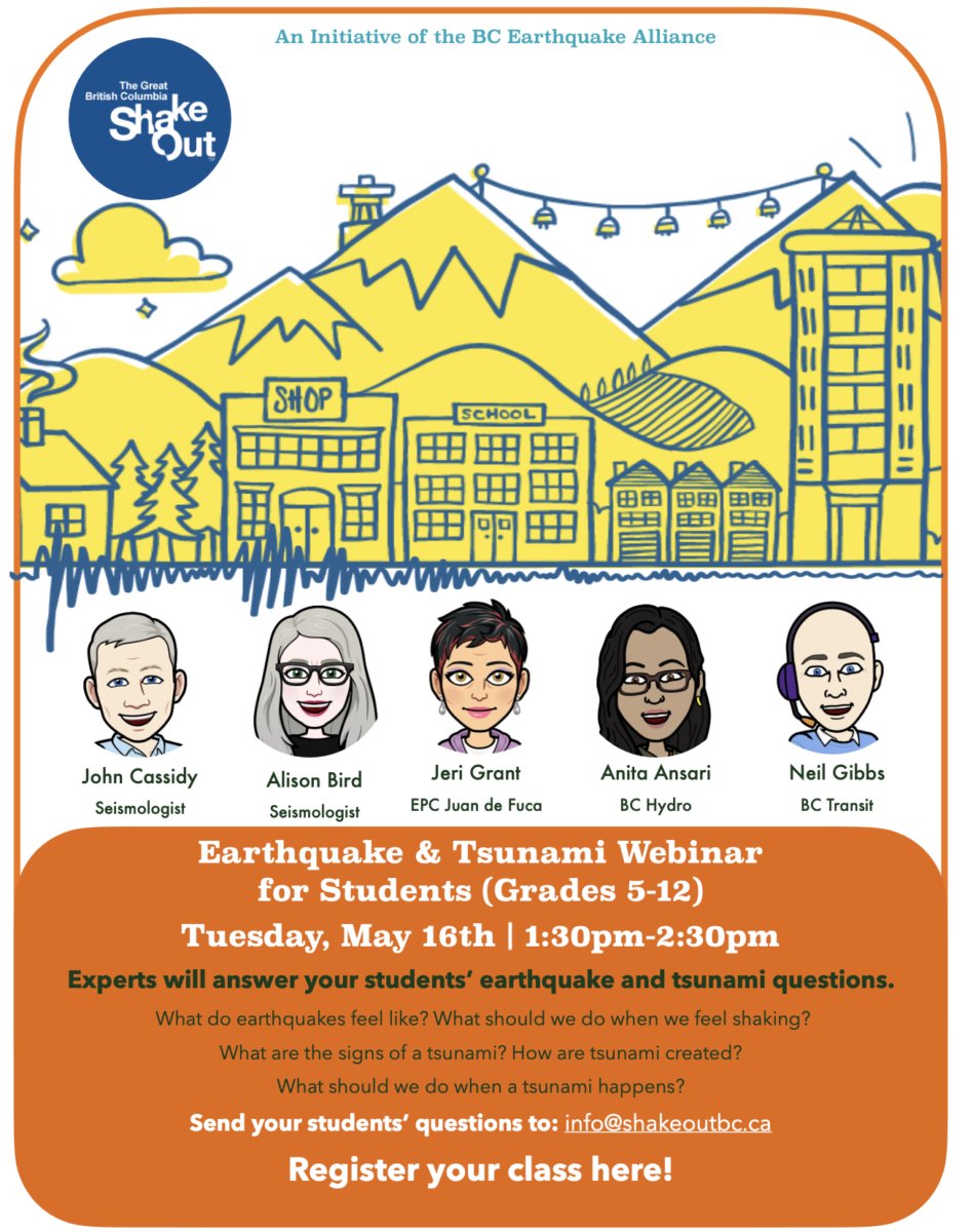 We are having an Ask An Expert - Earthquake and Tsunami Webinar for students who are in Grades 5-12, tomorrow 1:30-2:30PM. Please re-share with your networks. Event details are in the graphic and you can find the link in our bio. Our experts are ready to answer your questions!
