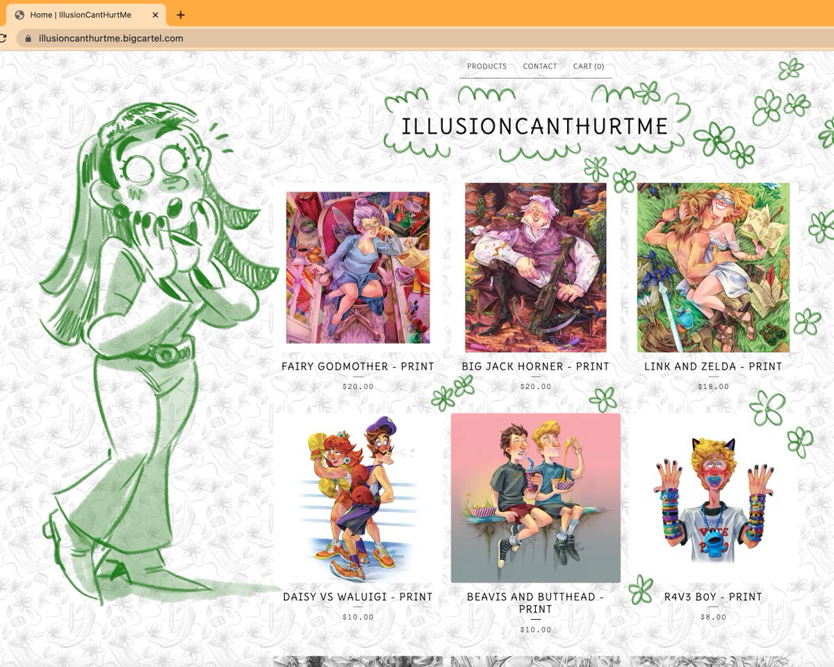 IllusionCHM's tweet photo. I added four prints as well as some original artwork to my #bigcartel store!
.
https://t.co/MbVpyr8hj3
.
#artprints #fairygodmother #shrek #pussinboots #jackhorner #zelda #zelink #mario #beavisandbutthead https://t.co/t5TJDlXFao