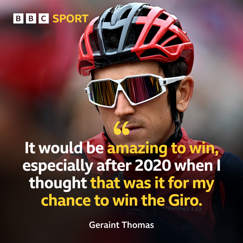 BBCSportWales's tweet photo. Can @GeraintThomas86 go all the way in the Giro d'Italia? 🤔 

#BBCCycling