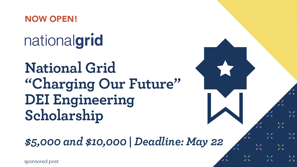 ScholAmerica's tweet photo. One week left for Engineering undergrads at 2- and 4-year NY and MA colleges to apply for renewable scholarships up to $10,000/year from the National Grid “Charging Our Future” DEI Engineering Scholarship! Visit https://t.co/OdxiYA4D34 for details and apply by May 22! https://t.co/aezbA5ywz1