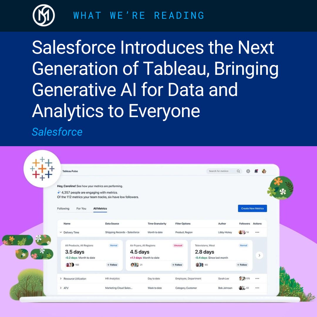 Make it easier for your team to access immense troves of trusted data to do their jobs more efficiently! Salesforce is making this possible by introducing the new Tableau powered by their Einstein generative AI technology. 📈 Read more below! linkin.bio/mandsc