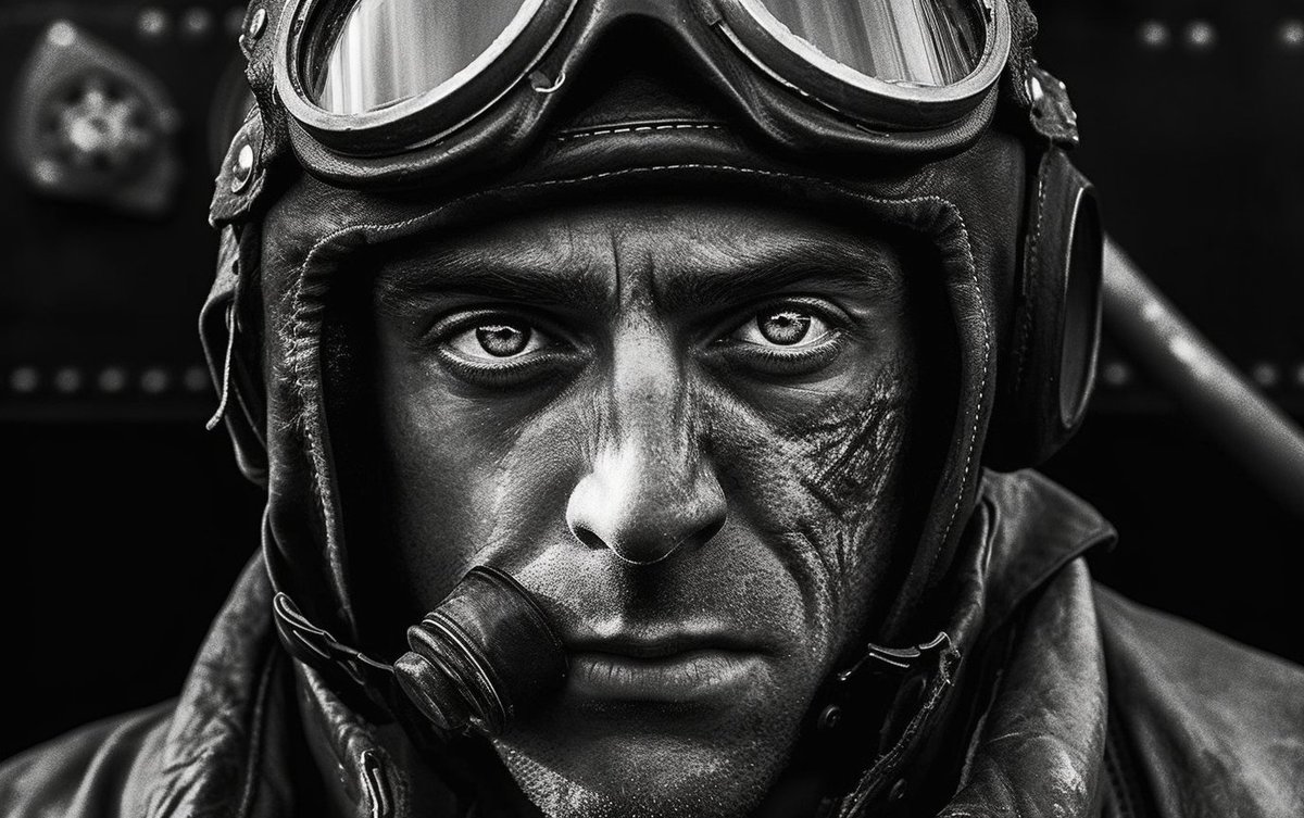 Journey into the past with our 1940s combat pilot, a symbol of war-punk evolution. His aerial navigation implants, caught under the discerning eye of a Canon EOS-1D X Mark III, tell a story of innovation and survival. #WarPunk #CombatPilot #CanonPhotography #VintageMilitary