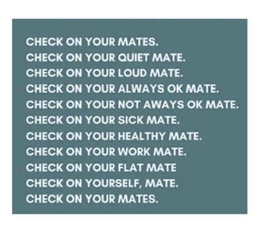 LeeBlackburn790's tweet photo. Check on your mates... Everyone can do it! https://t.co/h69qieLG4D