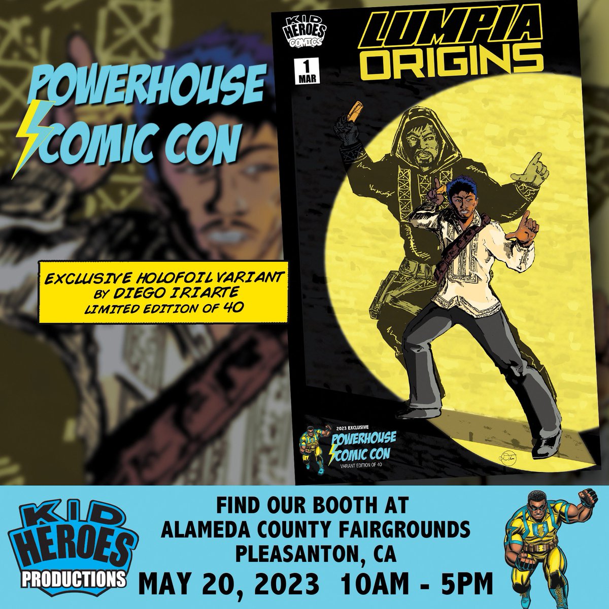 Buy our #powerhousecomiccon exclusive of LUMPIA ORIGINS #1 by Diego Iriarte HOLOFOIL LE 40 

Only at our Powerhouse Comic Con booth 
Alameda County Fairgrounds, Pleasanton 
this Sat 5/20 10am-5pm

#APAHM #PHCC #PHCC2023
#indiecomics #lumpiamovie