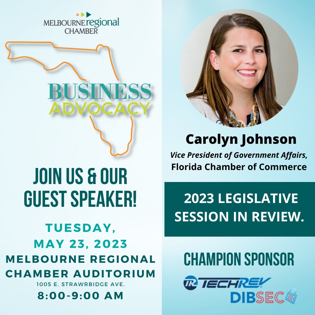 Mark your calendars for May 23rd and receive a 2023 Florida Legislative Recap from our guest speaker, Carolyn Johnson, Vice President of Government Affairs at the Florida Chamber of Commerce. Please register in advance, bit.ly/42AjmQk